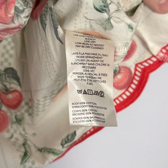 Anthropologie Maeve Veggie Blooms Tie Front Scalloped Top Cotton Bow - Small - Picture 6 of 6